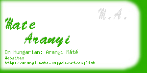 mate aranyi business card